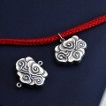 wholesale Pure silver ethnic antique-style auspicious cloud Ruyi lock pendant handcrafted DIY keychain ornament car hanging accessory-0-3