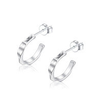 wholesale 925 Sterling Silver European and American Fashion Mirror-Finish Ear Studs, High-End Women's S925 Earrings, Silver Jewelry Wholesale-Platinum 925 silver