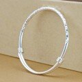 wholesale 9999 Pure Silver Thai Chiang Mai Diamond-Patterned Push-Pull Bracelet for Women, Handcrafted Ancient Hammered Plain Silver Bangle-0-6