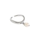 wholesale S925 Sterling Silver Korean Version INS Small Design Versatile Teardrop Rice Pearl Freshwater Pearl Open Adjustable Ring for Women-0-4