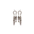 wholesale 925 Sterling Silver High-end Leaf Tassel Drop Earrings for Women, Small Batch Design, Exquisite Light Luxury Elegant Ear Studs Earrings-0-4