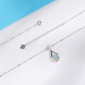 wholesale S925 Silver Korean Version Water Drop Moving Pendant Necklace for Women, Minimalist Design Collarbone Chain, Cross-Border New Arrival-0-2