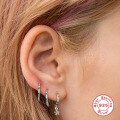 wholesale S925 Sterling Silver Colored Zircon Star Earrings with Hoop, Trendy Cross-border Fashion-0-3