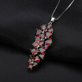 wholesale 925 Silver Natural Gemstone Pendant with Design Sense, Grape Cluster Style Garnet Crystal Necklace-0-2