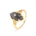 wholesale S925 gold-plated silver, Japan exclusive series, starry sky gray labradorite vintage dream women's ring-0-4
