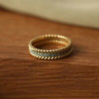 wholesale S925 Sterling Silver Red Elk Vintage Turquoise Ring for Women, French-style Luxury Minimalist Statement Index Finger Ring-BZ0766-Gold US size 6