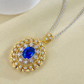 wholesale Metal, new Italian craftsmanship court-style 6*8 simulated sapphire necklace pendant for women live streaming-0-2