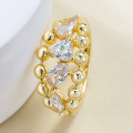 wholesale Metal: S925 Silver Gold Plated New style ins-style bead row ring, fashionable jewelry romantic series-0-2
