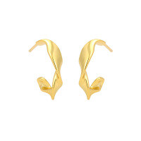 wholesale S925 pure silver Korean-style small, unique, and minimalist irregular glossy twisted design earrings for women-18K gold [with sterling silver ear plugs]  925 silver