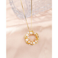 wholesale 925 Sterling Silver Artificial Pearl Necklace for Women, Summer Light Luxury Fashion, Niche High-End Floral Pendant Collarbone Chain Necklace-Single Shell Pearl Pendant - Without Chain>925 Silver