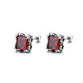wholesale S925 Sterling Silver Minimalist Square Colored Zircon Stud Earrings, Luxurious Versatile Elegant Design Earrings-0-6