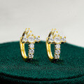 S925 Silver Moissanite Square Cross Earrings, Unisex Hip-Hop Style-0-4