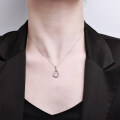 Sterling Silver Full-Zircon White Chalcedony Gourd Necklace-0-2