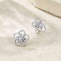 925 Silver Custom Light Luxury Earrings, Women's Small Fashion Ear Studs-Moissanite 5.0mm/50 points * 2 beads  925 silver