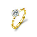S925 Sterling Silver Moissanite Bamboo Knot Four-Prong Ring for Women-0-5