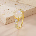 wholesale 18k Gold Plated S925 Sterling Silver with 27 Carat Natural Moonstone Gemstone Ring, Small and Fresh Style-0-0