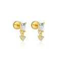 wholesale S925 Sterling Silver Irregular Zircon Star Earrings, Round Small Niche Design。-0-28