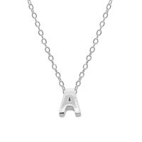 wholesale Metal 925 Silver Plain 26 Letters Pendant Necklace, Ins Luxury Hot-selling Choker-Platinum-A 925 silver