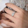 18k Gold Plated S925 Silver Ring with 60mm Round Moissanite Flower Bud Design-0-0