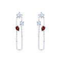 wholesale S925 silver jewelry, unique tassel chain, creative and individual paperclip design, blue topaz earrings-0-4