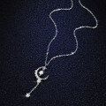 925 Silver Pendant Necklace with 1-Carat Moissanite, Star Moon Tassel Design-0-0