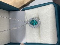 18K Gold Laboratory-Cultivated 2ct Oval Fancy Diamond Pendant Necklace-Cultured Paraiba Pendant  S925 Sterling Silver Plated with Gold