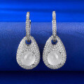 wholesale Sterling Silver Natural Water Foam Jade Earrings for Women, New Chinese Glass-Type White Chalcedony Jade Earrings-0-1