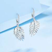 wholesale S925 Sterling Silver Moissanite Diamond-Studded Leaf Earrings for Women, European and American Fashion Jewelry, Gift for Girlfriend-3 points Moissanite>925 silver