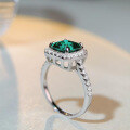 wholesale S925 Sterling Silver Emerald Cut 7X7 High Carbon Diamond Full Zircon Square Envelope Ring for Women-0-1