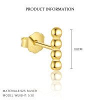 wholesale S925 Sterling Silver Minimalist Geometric Rose Earring Set for Women-E4848-four balls/a pair 8mm 925 silver