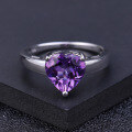 wholesale S925 Silver Inlaid Natural Amethyst Heart Gemstone Ring, Luxurious and High-End-0-1