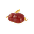 wholesale Sterling Silver Gold Plated Natural Red Agate Rabbit Charm Bracelet Necklace Strand DIY Handmade Jewelry Accessories-0-4