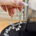 wholesale S925 Sterling Silver Tearful Starry River Bracelet, Fairy Teardrop Tassel Bracelet with Starry Sky Diamond Beads, Women's Jewelry Gift-0-0