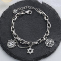 wholesale S925 Sterling Silver Heavy Workmanship Multi-Element Elephant Bracelet, European-American Style Hip-Hop Trendy Versatile Wrist Accessory-0-0