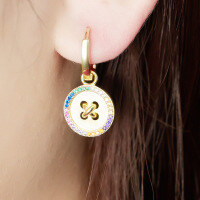 wholesale S925 silver vintage French pastoral sweet and versatile button earrings with a sense of high-end silver jewelry-14K gold