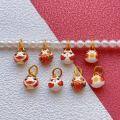 wholesale Gold-plated 925 Ancient Silver Enameled Four Meatballs Pendant, Golden Toad, Pi Xiu, Koi, Magpie Drop Pendant DIY-0-2