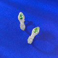 wholesale S925 Sterling Silver Pear-Shaped Green Zircon Snake Bone Ear Claw with a Premium and Subtly Luxurious Sparkle, Live Stream Edition-0-3
