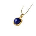 wholesale S925 gold-plated silver set with a natural lapis lazuli circular cabochon in a geometric design vintage-style pendant necklace-0-4