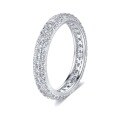 wholesale S925 Sterling Silver Fashion Minimalist Style Silver Zirconia Full Diamond Ring Cross Border Best Seller-0-5