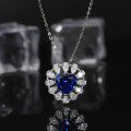 wholesale S925 Sterling Silver Vintage-inspired Elegant Heart Blue Gemstone Necklace for Women-0-1