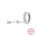 wholesale S925 Sterling Silver Diamond Trinity Combination Earring Studs, Trendy and Versatile INS Earrings-0-14