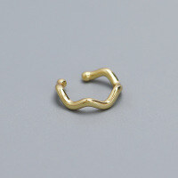 wholesale 925 Sterling Silver Single Stackable Ear Cuffs For Women-Wave type (gold)  925 silver