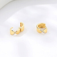 wholesale 925 Sterling Silver Small Knot Hoop Earrings With Zircon, Wholesale In Stock-E3002-Gold 925 Silver