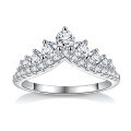 wholesale 18K gold-plated S925 sterling silver cross-border best-selling crown moissanite ring, V-shaped design fashion jewelry-0-4