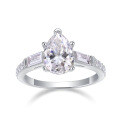 Sterling Silver Moissanite Pear Ring Wholesale Cross-Border Closed Shank-0-3