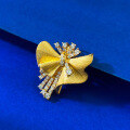 wholesale S925 Gold-Plated Metal, Full Diamond Brushed Christmas Style Firework Brooch for Young Girls-0-1