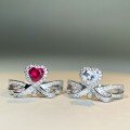 wholesale 925 Sterling Silver Heart Ring with Ruby and D Color Moissanite Classic Ring Factory Direct Wholesale-0-0