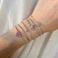 wholesale S925 Sterling Silver Cross-Border Women's Pink Love Zirconia Pavé Tennis Bracelet with Exquisite Sweet European-American Style Design-0-2