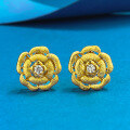 wholesale S925 silver-plated summer new camellia brushed earrings, fashionable and versatile with a high-end feel-0-0