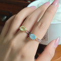 wholesale Handmade carved natural topaz ring, exquisitely designed open ring, sterling silver gold-plated jewelry for women-0-2
